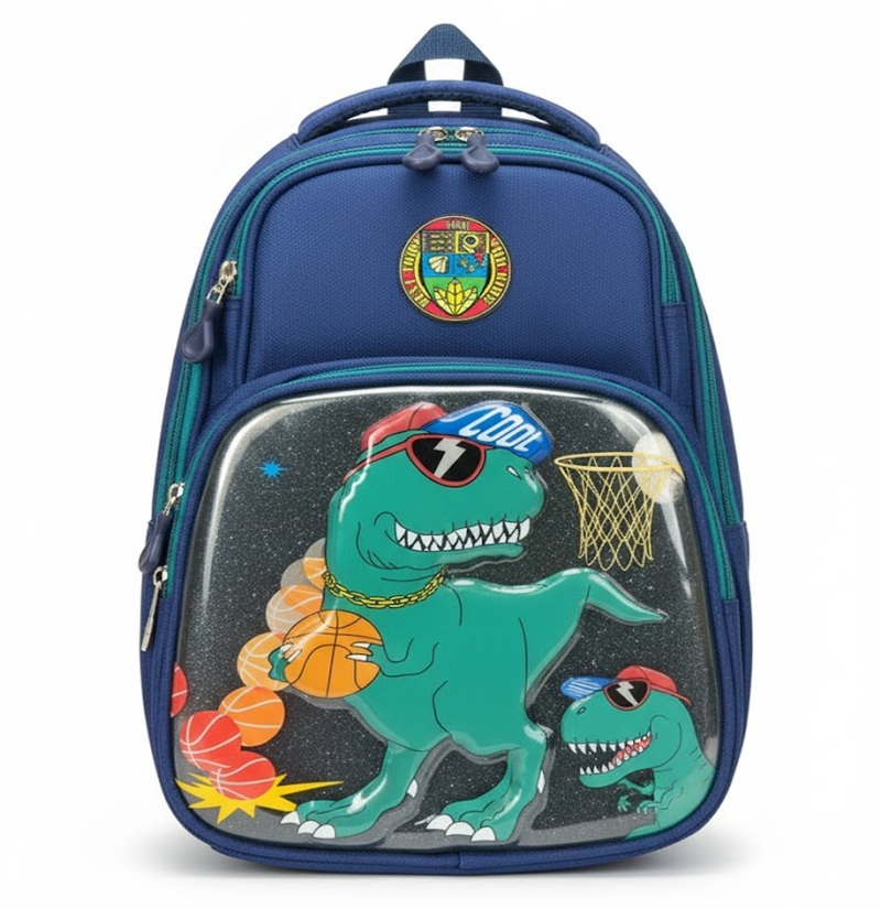 Dino-Hoops Pro: 3D Hardshell T-Rex Basketball Hero Kids School Backpack – Royal Blue Edition